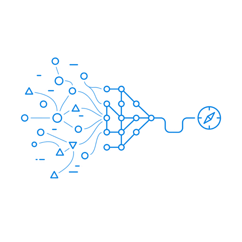 Illustration conceptuelle d’un processus structuré, montrant l’organisation d’informations complexes vers une orientation claire et personnalisée.